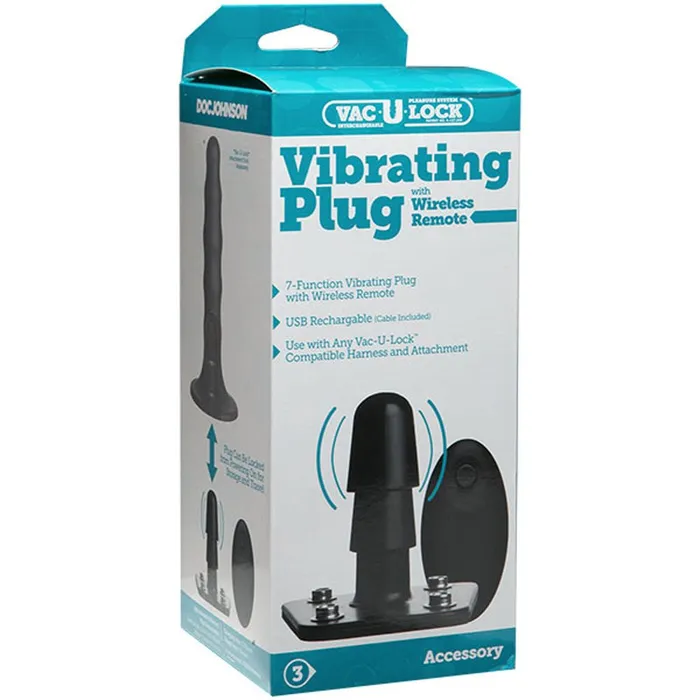 VacULock Vibrating Plug With Snaps Wireless Remote Black Doc Johnson Female Sex Toys VacULock Vibrating Plug With Snaps Wireless Remote Black Doc Johnson Female Sex Toys