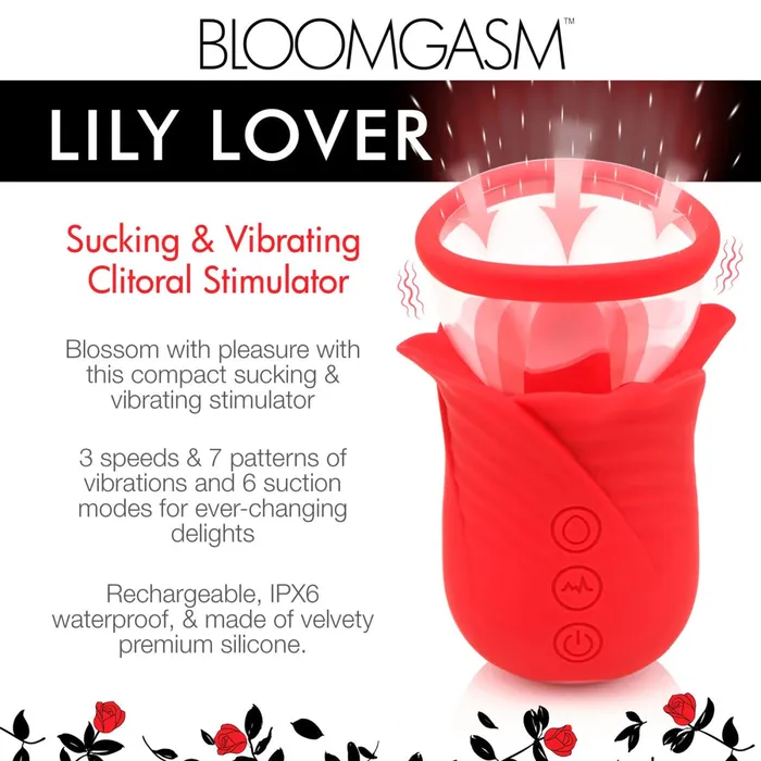 Vibrators XR Brands inmi Lily Lover Sucking and Vibrating Clitoral Stimulator Red Vibrators XR Brands inmi Lily Lover Sucking and Vibrating Clitoral Stimulator Red