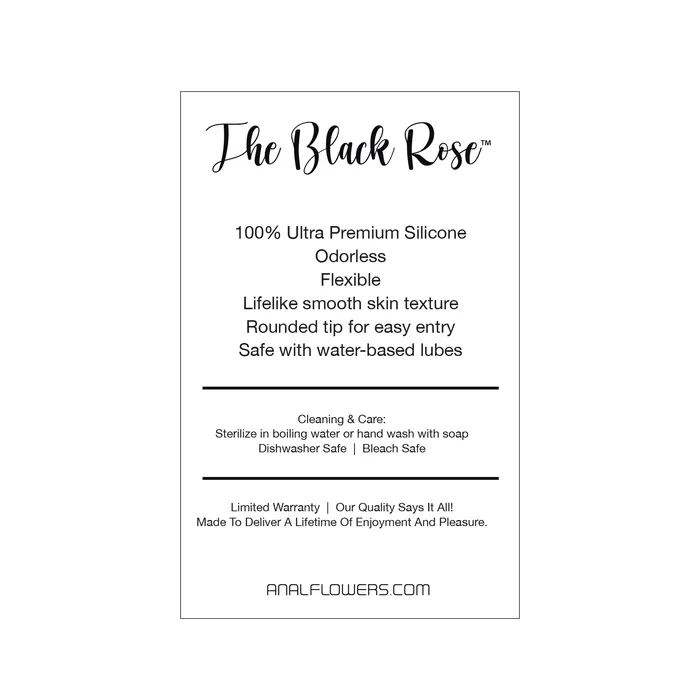 Anal Castle Megastore Black Rose Silicone Butt Plug