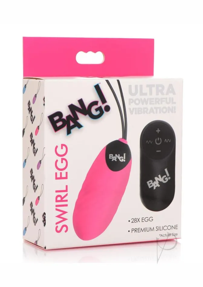 BANG Vibrators Bang 28x Swirl Silicone Egg Pink