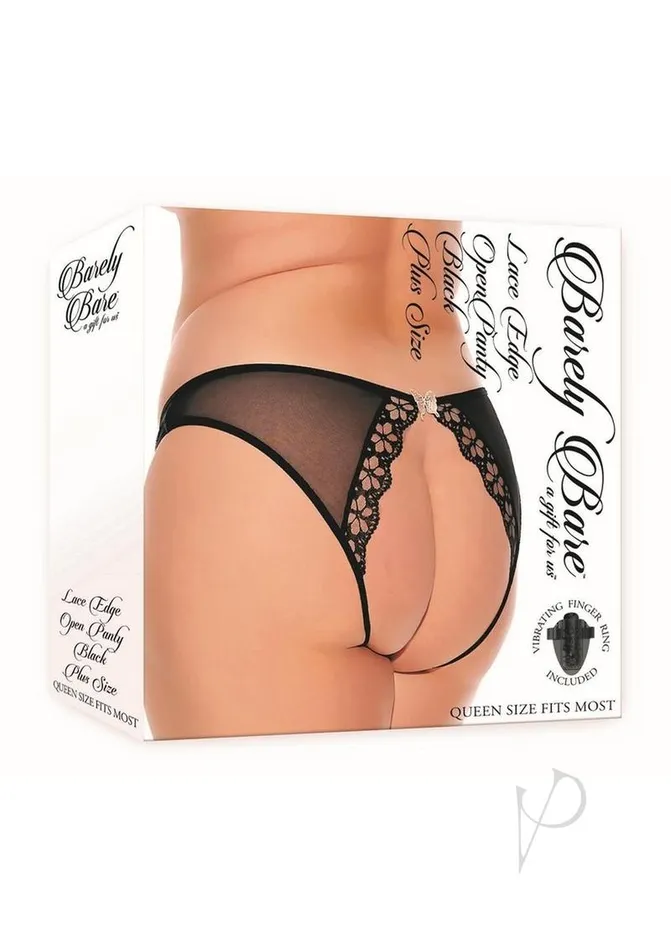 Barely Bare Female Sex Toys Barely B Lace Edge Open Panty Ps Blk