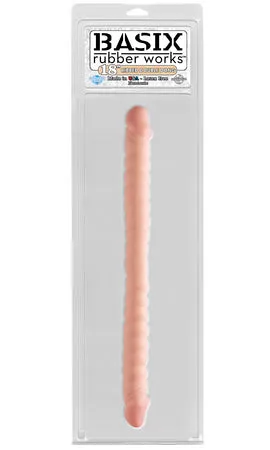 Basix Dildos Rubber Works 18 Ribbed Double Dong by Pipedream