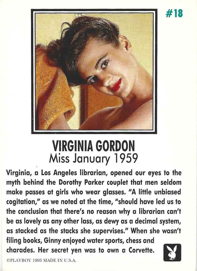 Couples Dans Cards Playboy January Edition Virginia Gordon Card 18