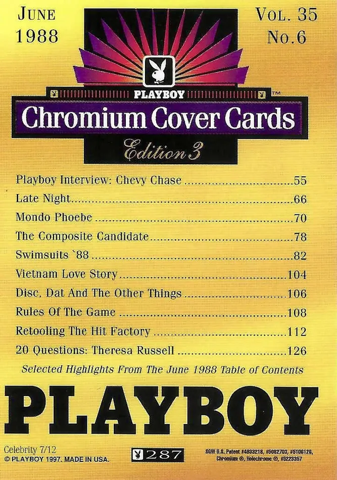 Couples Playboy Chromium Cover Edition 3 287 Greenthunderbirds Cards