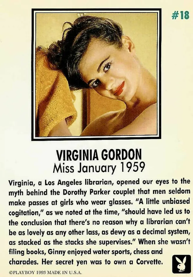 Couples Playboy January Edition 18 Virginia Gordon Centerfold Greenthunderbirds Cards