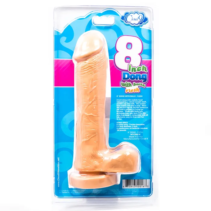 Dildos Cloud 9 Cloud 9 Delightful Dong 8 Inch Suction Cup Realistic Dildo w Balls