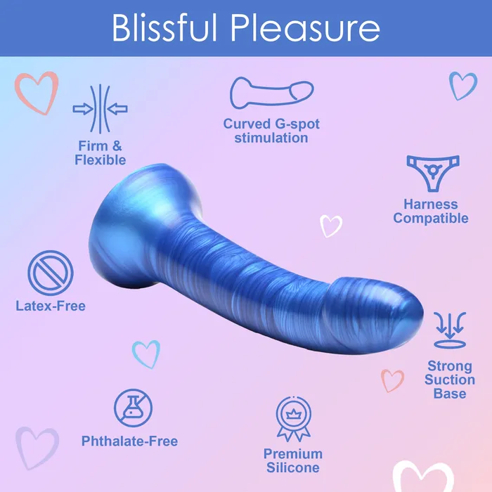 Dildos Metallic Silicone 7 Inch Dildo Curve Toys