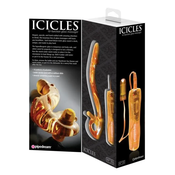 Dildos Pipedream Icicles No 35 Glass GSpot Dildo and Vibrator