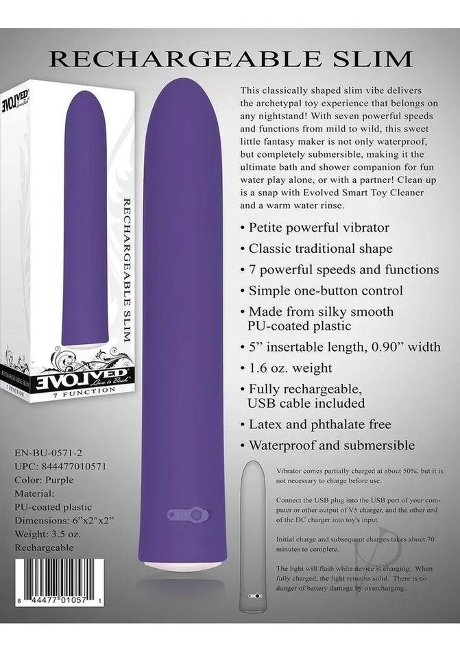 Evolved Vibrators Rechargeable Slim Purple
