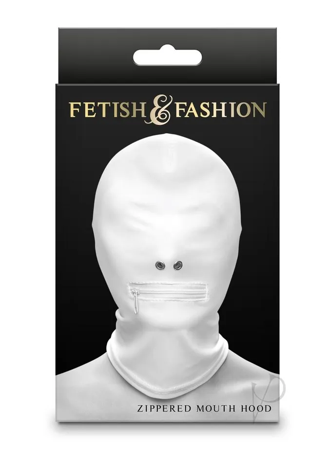 Fetish and Fashion Female Sex Toys Fetish Fashon Zippered Mouth Hood Wht