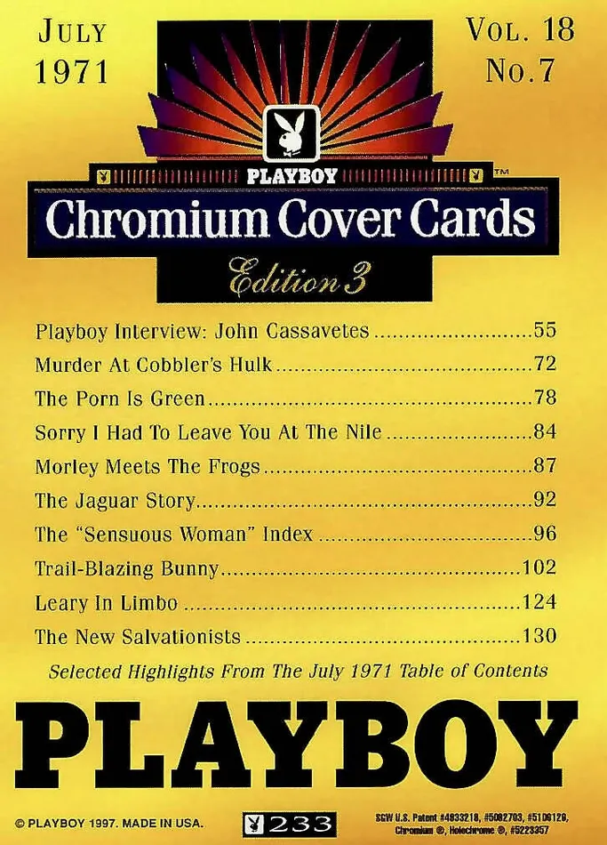 Greenthunderbirds Cards Couples Playboy Chromium Cover Edition 3 233