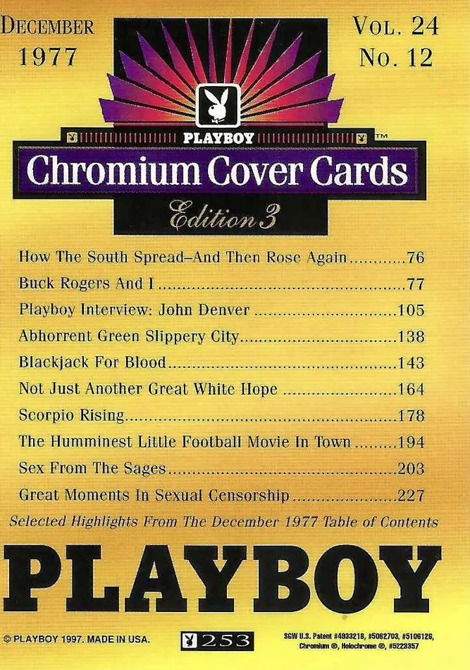 Greenthunderbirds Cards Playboy Chromium Cover Edition 3 253 Couples