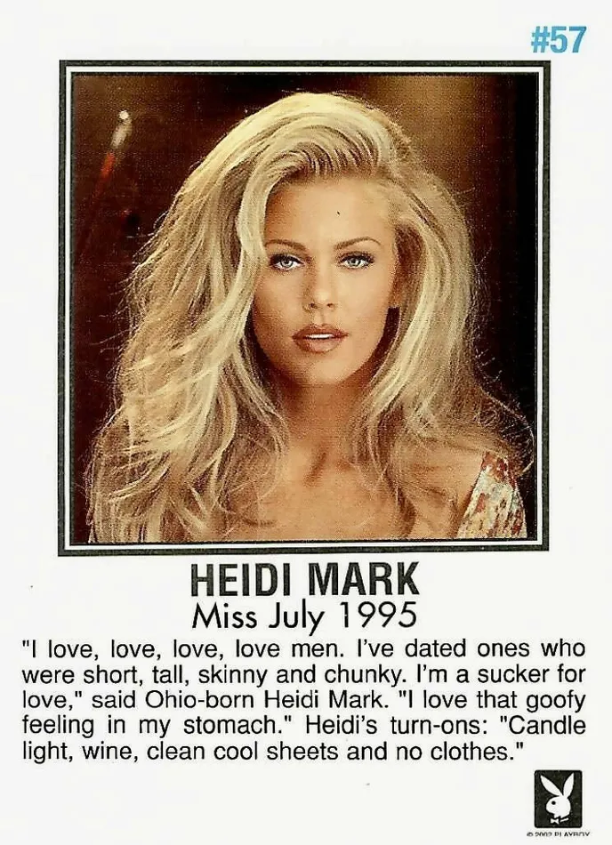 Greenthunderbirds Cards Vibrators Playboy Centerfold Collector Cards 1994 Thru 1996 57 Heidi Mark