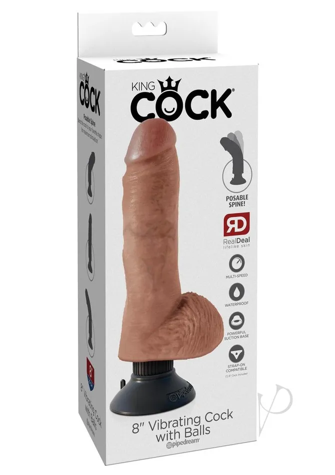 King Cock Dildos Kc 8 Vibrating Cock Wballs Tan