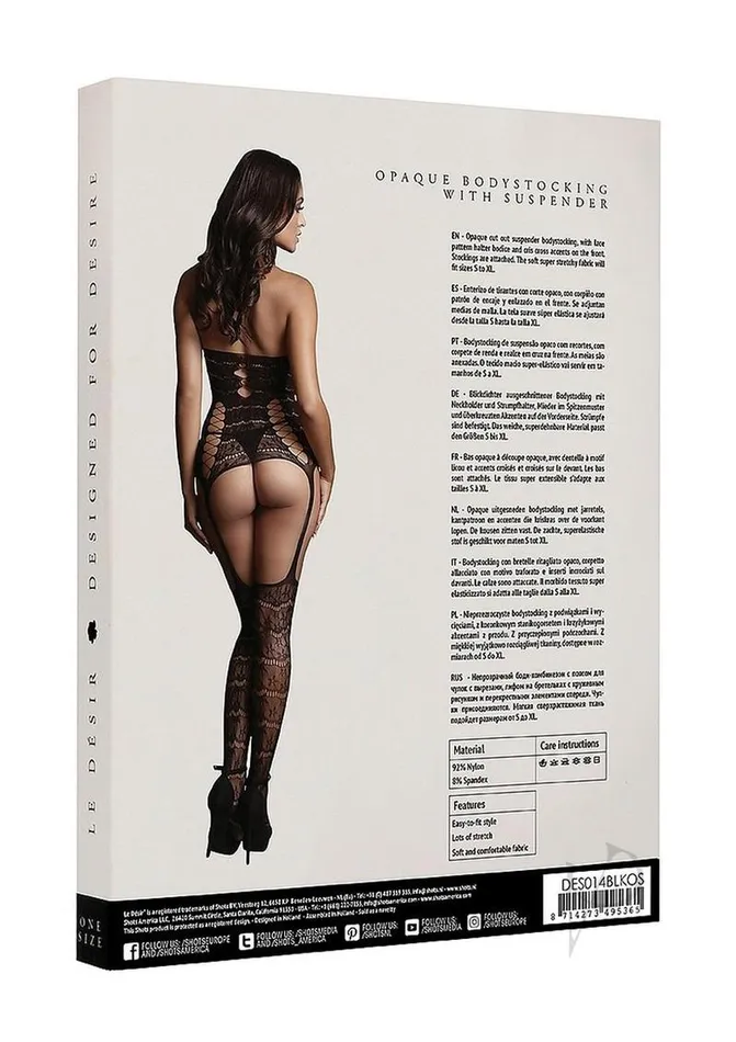 Lace Suspender Bodystocking Os Blk Le Desir Bodystockings Playsuits