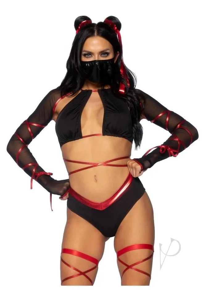 Leg Avenue Lethal Ninja 5pc Xs Blkred Vibrators