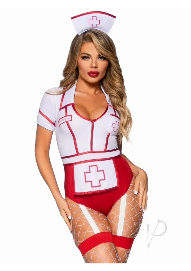 Leg Avenue Nurse Feelgood 2pc Sm Redwht Vibrators