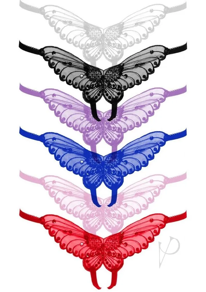 Leg Avenue Vibrators Butterfly Crotchless Pearl 12pk Ps Asst