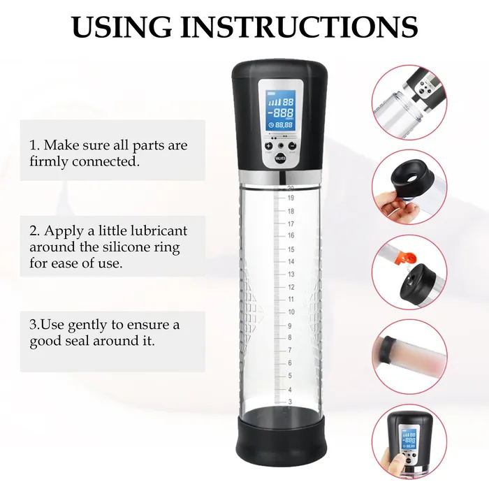 Adorime Male Sex Toys Electric Penis Vacuum Pump Rechargeable Automatic Pump Air Pressure Device with 4 Suction Modes Male Sex Toys for Adult Black