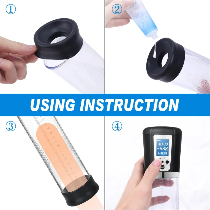 Adorime Male Sex Toys Electric Penis Vacuum Pump Rechargeable Automatic Pump Air Pressure Device with 4 Suction Modes Male Sex Toys for Adult Black
