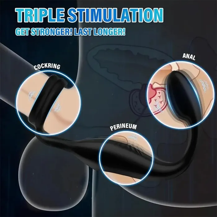 Adorime Male Sex Toys Evolved Vibrating Cock Ring Taint Stimulator with Mini Bullet 22 Inch