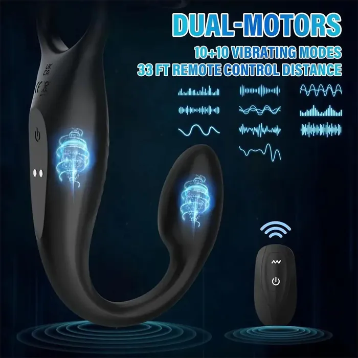Adorime Male Sex Toys Evolved Vibrating Cock Ring Taint Stimulator with Mini Bullet 22 Inch