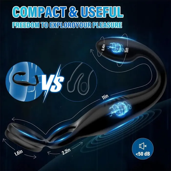Adorime Male Sex Toys Evolved Vibrating Cock Ring Taint Stimulator with Mini Bullet 22 Inch