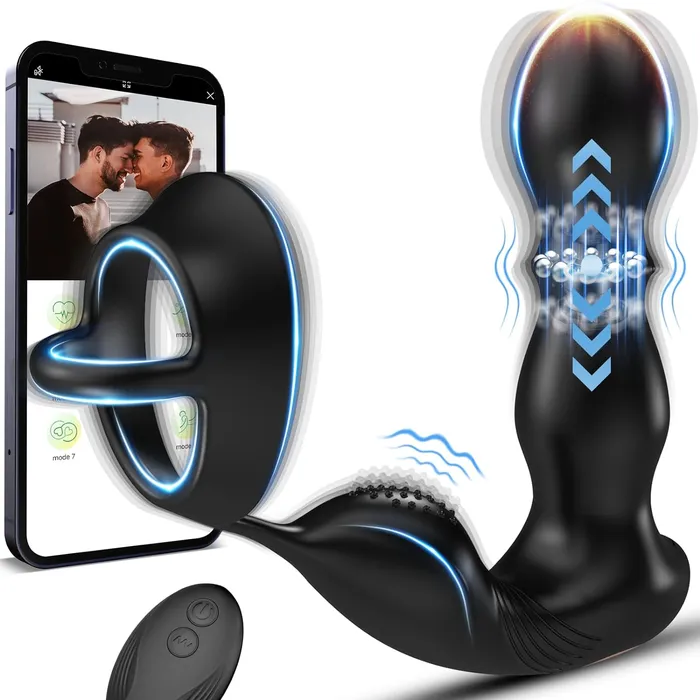 Vibrating Rolling Anal Plug Vibrator with Cock Ring 42 Inch Adorime Male Sex Toys Vibrating Rolling Anal Plug Vibrator with Cock Ring 42 Inch Adorime Male Sex Toys