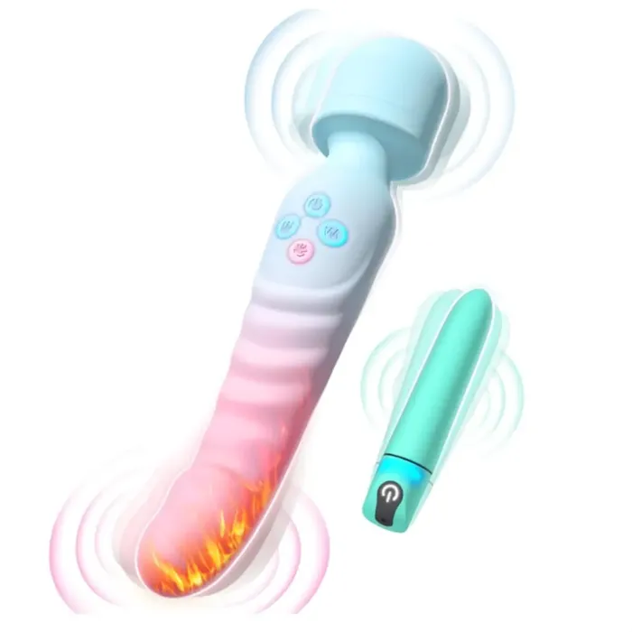 Waterproof Heating Wand Massager Bullet Vibrator Set Adorime Female Sex Toys Waterproof Heating Wand Massager Bullet Vibrator Set Adorime Female Sex Toys