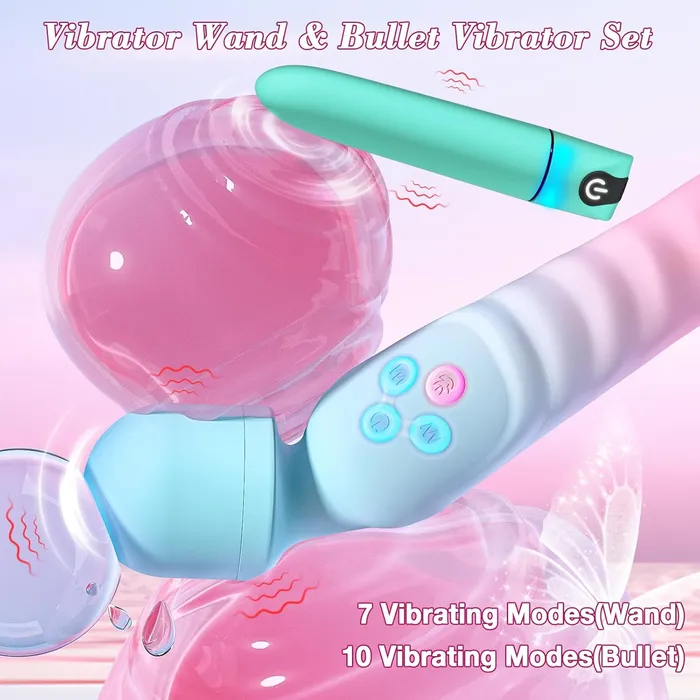 Waterproof Heating Wand Massager Bullet Vibrator Set Adorime Female Sex Toys