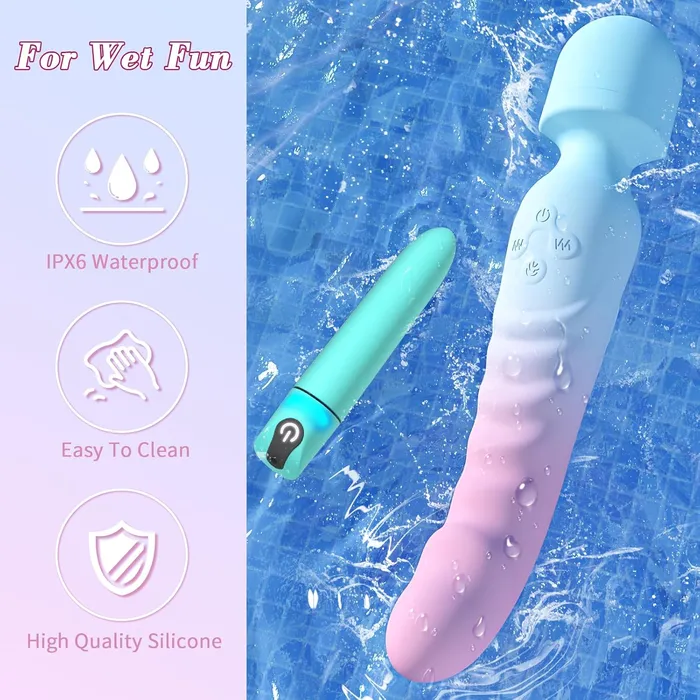 Waterproof Heating Wand Massager Bullet Vibrator Set Adorime Female Sex Toys