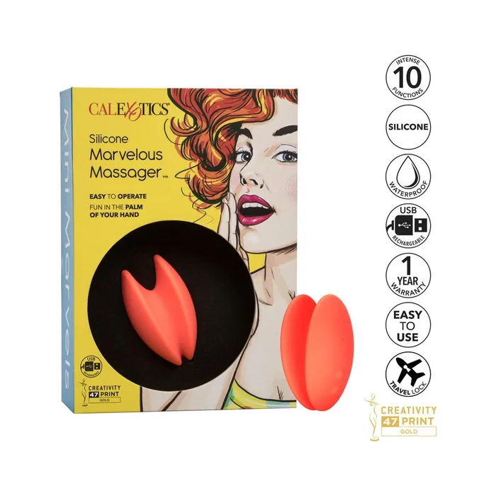 Calexotics Female Sex Toys Mini Marvels Silicone Marvelous Massager Orange Calexotics Female Sex Toys Mini Marvels Silicone Marvelous Massager Orange