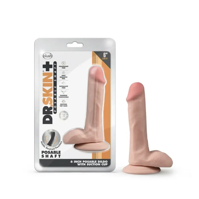 Dildos Blush Blush Dr Skin Plus 6 Inch Posable Dildo With Balls