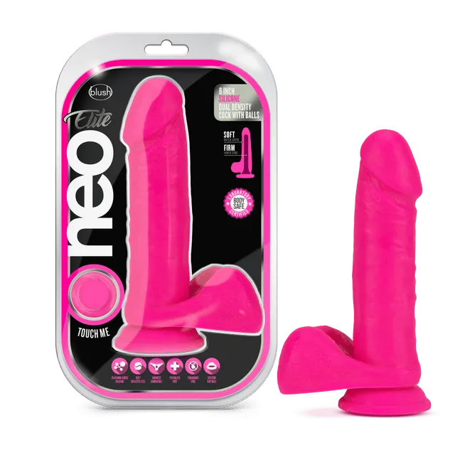 Dildos Blush Neo Elite 8 Inch Dual Density Cock with Balls Blush