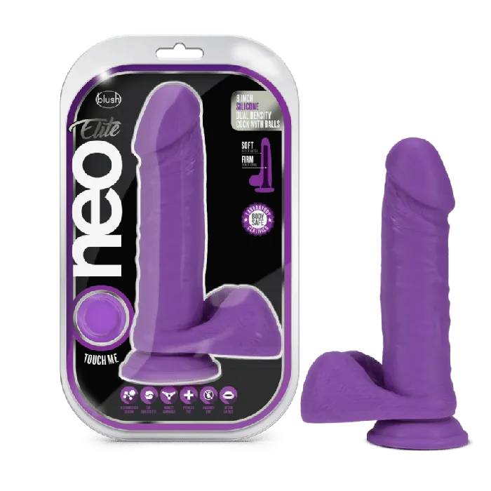 Dildos Blush Neo Elite 8 Inch Dual Density Cock with Balls Blush