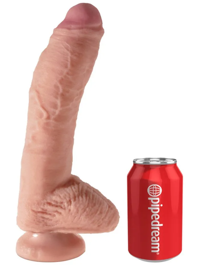 Female Sex Toys Pipedream Products KING COCK 10 in with Balls Dual Density REALISTIC DILDO