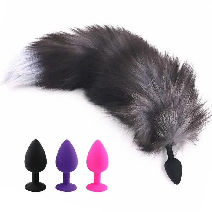 Male Sex Toys Enchanted Fox Tail Plug Stainless Steel Anal Plug with Faux Fur Tail for Role Play Romulus