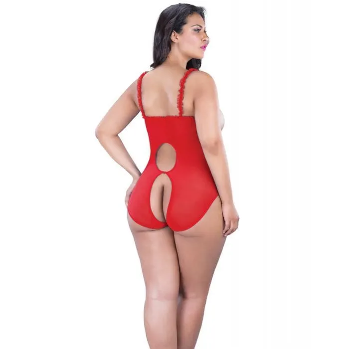 Oh la la Cheri Vibrators Oh La La Cheri Curve Amber Open Cup Crotchless Red Lace Teddy