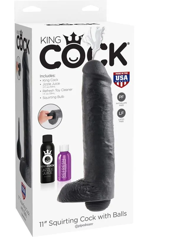 Pipedream Products Female Sex Toys KING COCK 11 in with Balls Squirting REALISTIC DILDO