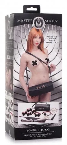 Restraints Master Series Bondage To Go Black and Red Bow Bondage Set with Carry Case Master Series