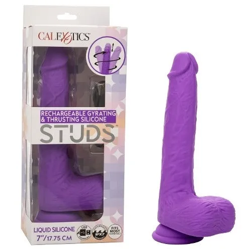 Vibrators RECHARGEABLE GYRATING THRUSTING SILICONE STUDS PURPLE 71775CM aapd