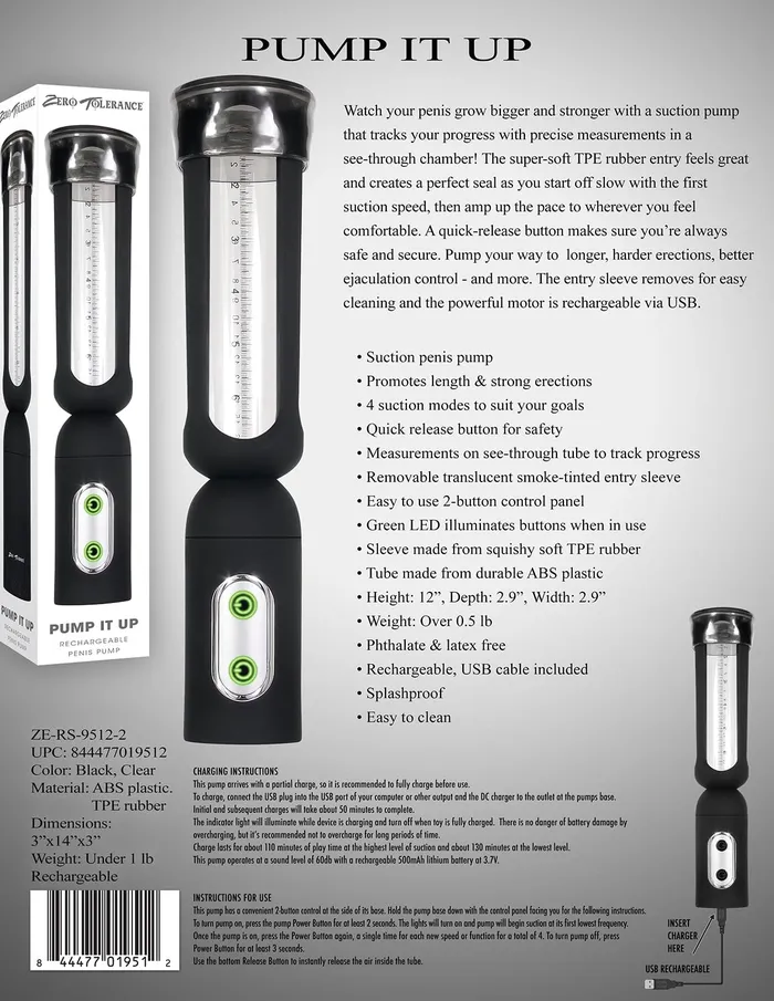 Zero Tolerance Zero Tolerance Pump It Penis Pump Male Sex Toys
